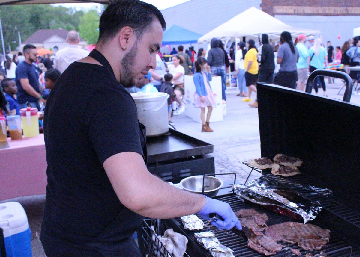 Man grilling food